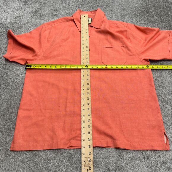 Jamaica Jaxx Silk Vacahun Button Down Shirt Mens Large Coral Short Sleeve Casual - Picture 13 of 16